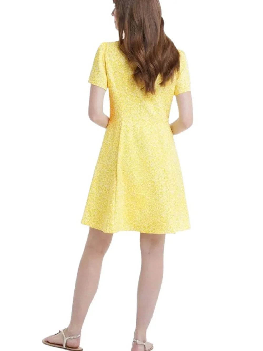 Draper James Bonnie Mini Dress Yellow Ditsy Floral Pattern Women's‎ Size 6
